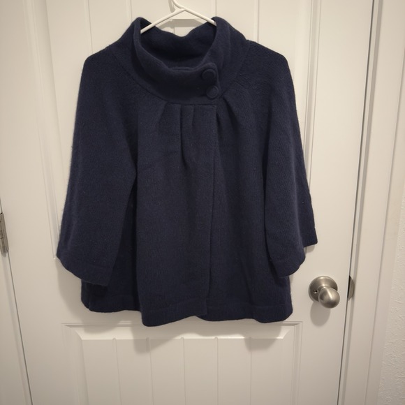 Carole Little Sweaters - Carole Little Women's Navy High Button Neck Sweater Jacket 3/4 Sleeve Size L